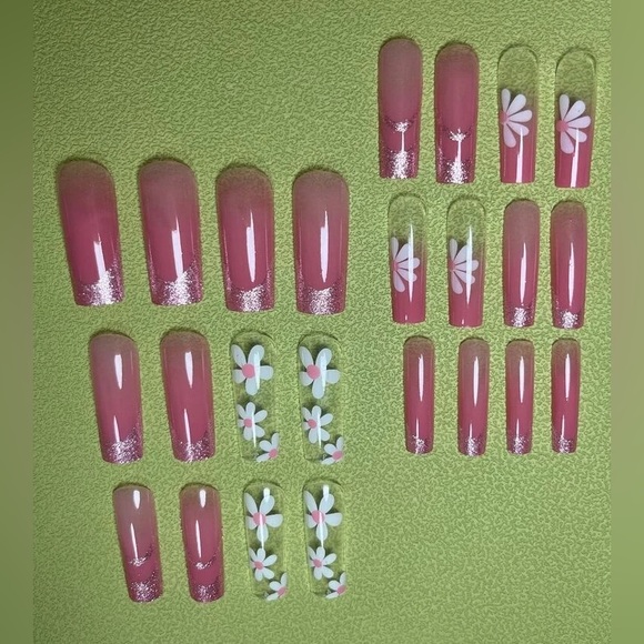 Passion of Essence Nail Bar 24pcs Long Coffin Floral Print Fake Nail - Picture 4 of 9